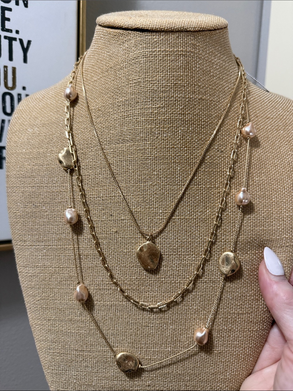 J. Jill Gold Multi-Layer Necklace with Pearls; NWT